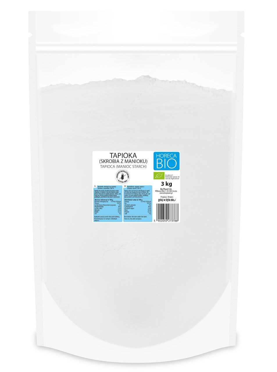 Tapioka (Skrobia z Manioku) Bezglutenowa BIO 3 kg