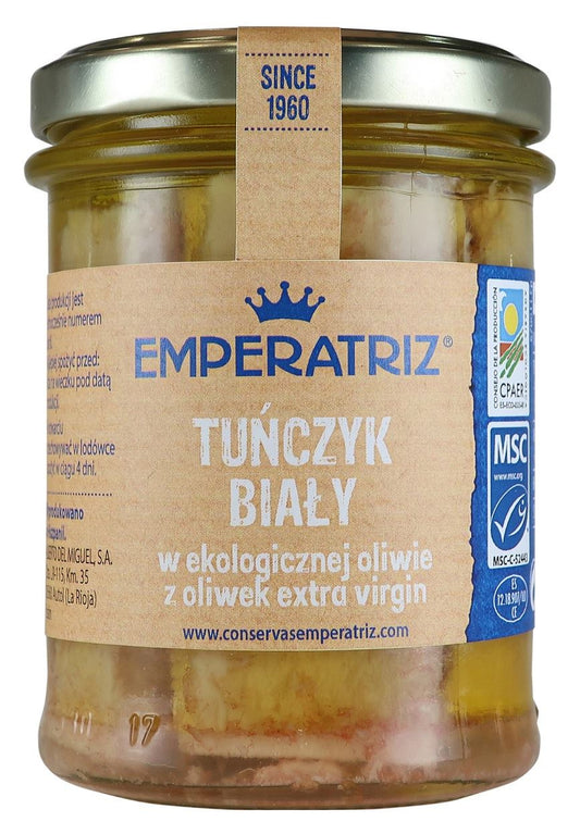 Tuńczyk Biały Filety Msc w BIO Oliwie z Oliwek Extra Virgin 200 g (130 g) (Słoik)