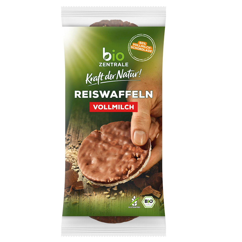 Wafle Ryżowe z Czekoladą Mleczną Bezglutenowe BIO (2 szt x 100 g)