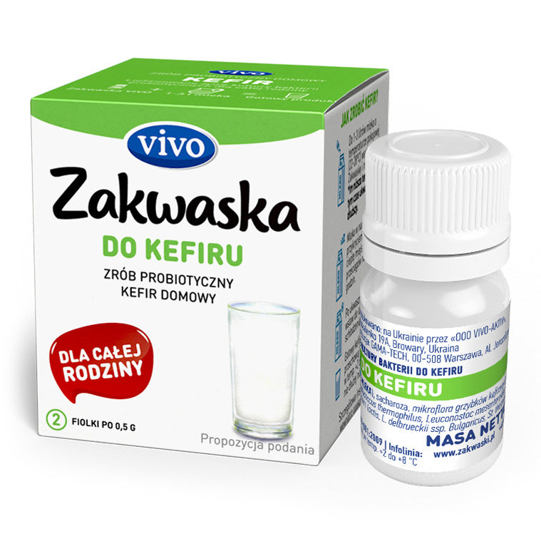 Żywe Kultury Bakterii Do Kefiru "Zakwaska" Bezglutenowe  (2 Fiolki) (2 szt x 1 g)